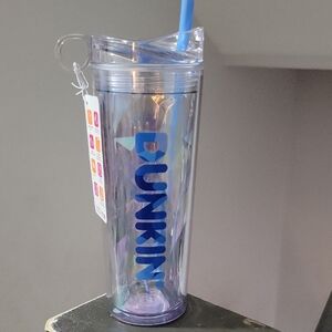Blue Tumbler with Straw